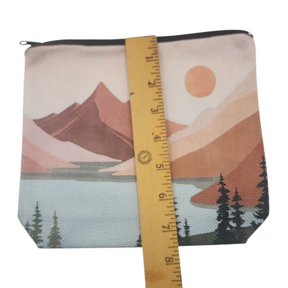 Mountain Sunset Landscape Cosmetic Bag - Vintage Nature Design 8x7 - Picture 11 of 12